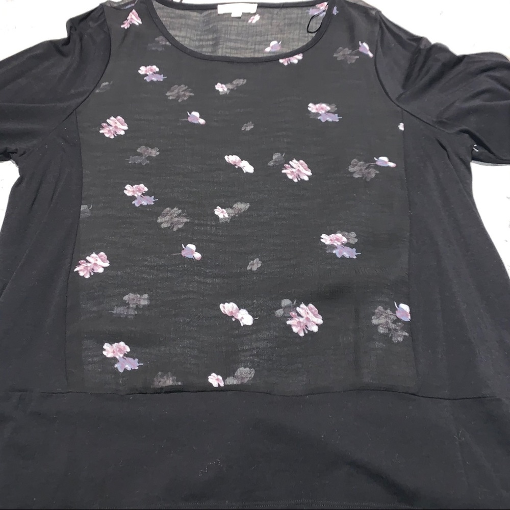 Sheer Flower Print Top